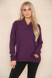 Red V Neck Cable Knitted Jumper For Women 14 - Dropwear