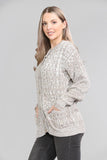 Marl Stone Chunky Cable Knit Long Sleeve Cardigan For Women 20-22 - Dropwear