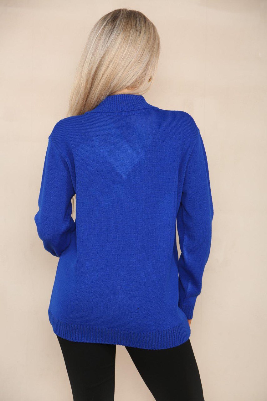 Red V Neck Cable Knitted Jumper For Women 20 - Dropwear