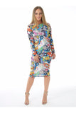 Bodycon Bang Print Midi Dress For Women  - Dropwear