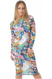 Bang Bodycon Bang Print Midi Dress For Women 12-14 - Dropwear