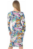Bodycon Bang Print Midi Dress For Women  - Dropwear