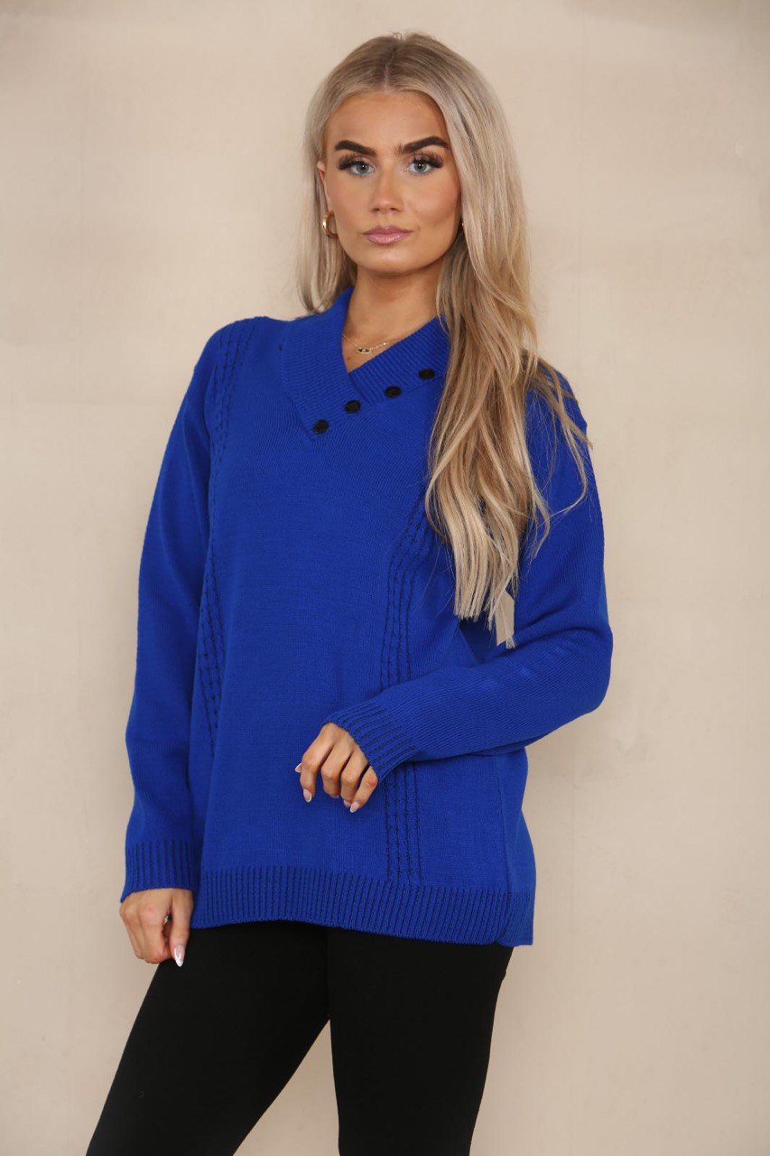 Black V Neck Cable Knitted Jumper For Women 12 - Dropwear