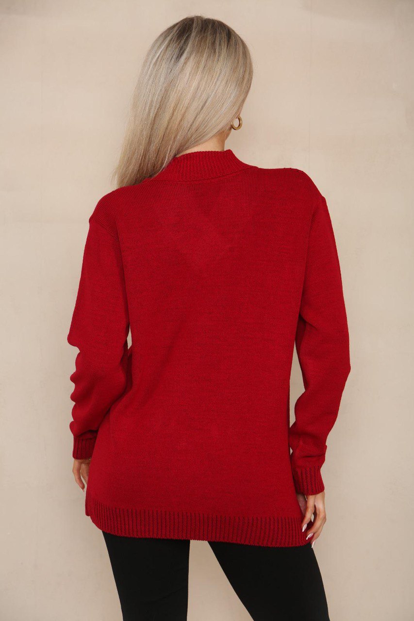 Black V Neck Cable Knitted Jumper For Women 22 - Dropwear