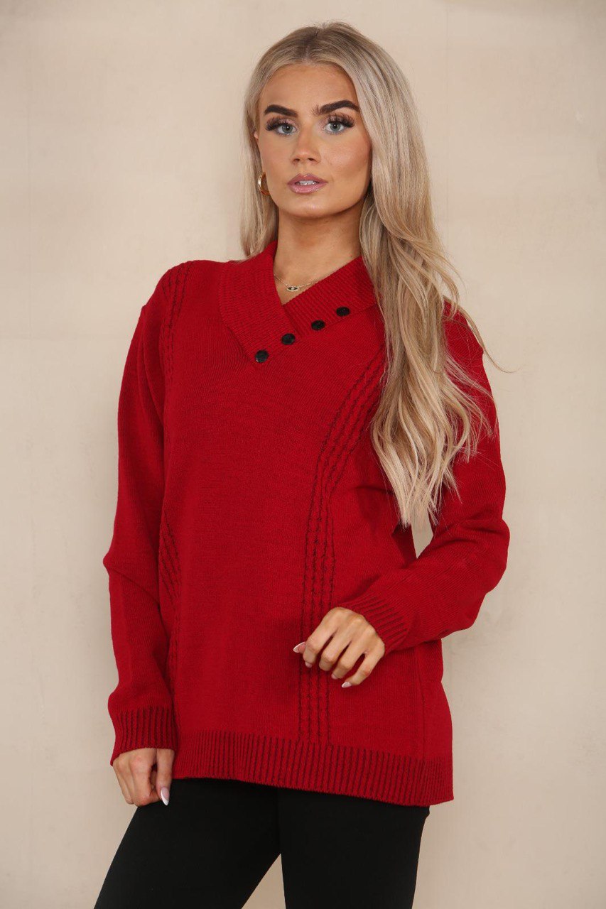 Black V Neck Cable Knitted Jumper For Women 8 - Dropwear