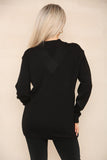 Black V Neck Cable Knitted Jumper For Women 16 - Dropwear