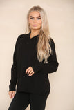 Black V Neck Cable Knitted Jumper For Women 10 - Dropwear