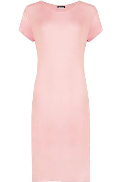 Plain Short Sleeve Jersey Midi Dress For Women  - Dropwear