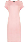 Plain Short Sleeve Jersey Midi Dress For Women  - Dropwear