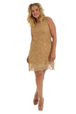 Black Floral Lace Sequin Ladies Sleeveless Party Dress For Women 24-26 - Dropwear