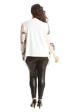 Cream Chiffon Butterfly Print Sheer Cardigan Top For Women 16 - Dropwear