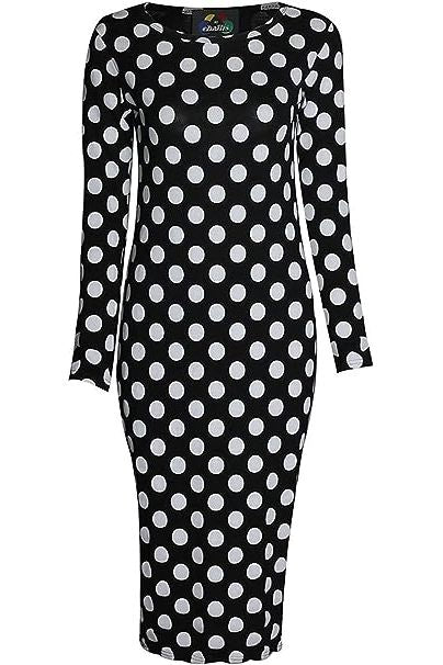 Polka Dot Bodycon Polka Dot Print Midi Dress For Women 12-14 - Dropwear
