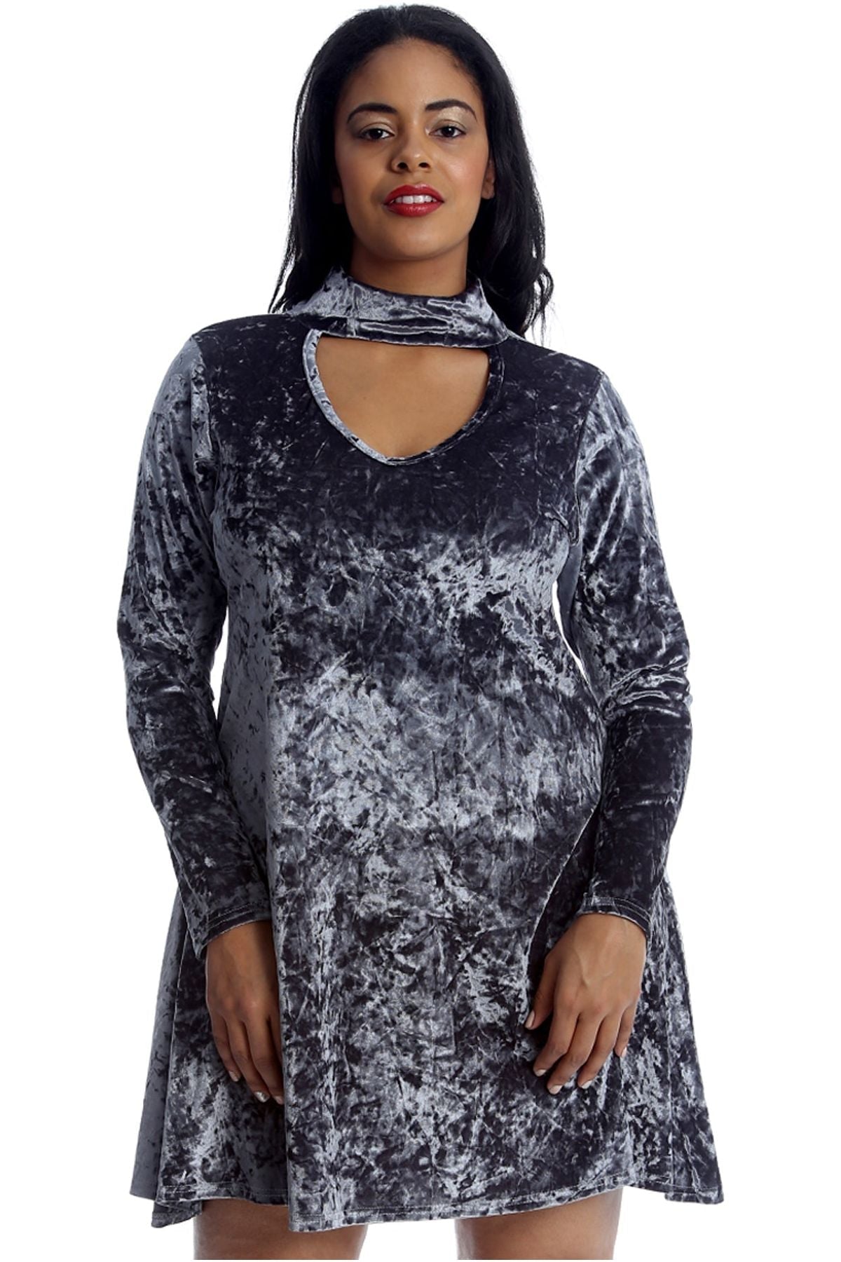 Plus Size Plain Velvet Swing Top For Women  - Dropwear