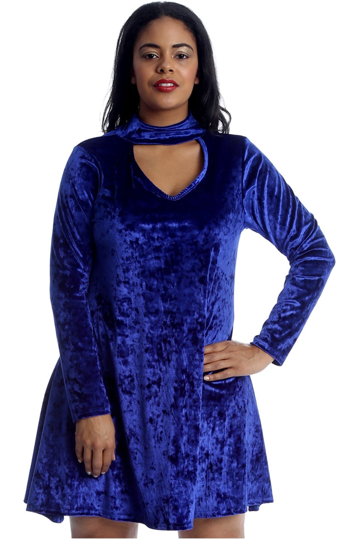 Plus Size Plain Velvet Swing Top For Women  - Dropwear