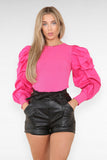 Beige PU Faux Leather Belted Wet Look Shorts With Strap For Women M - Dropwear