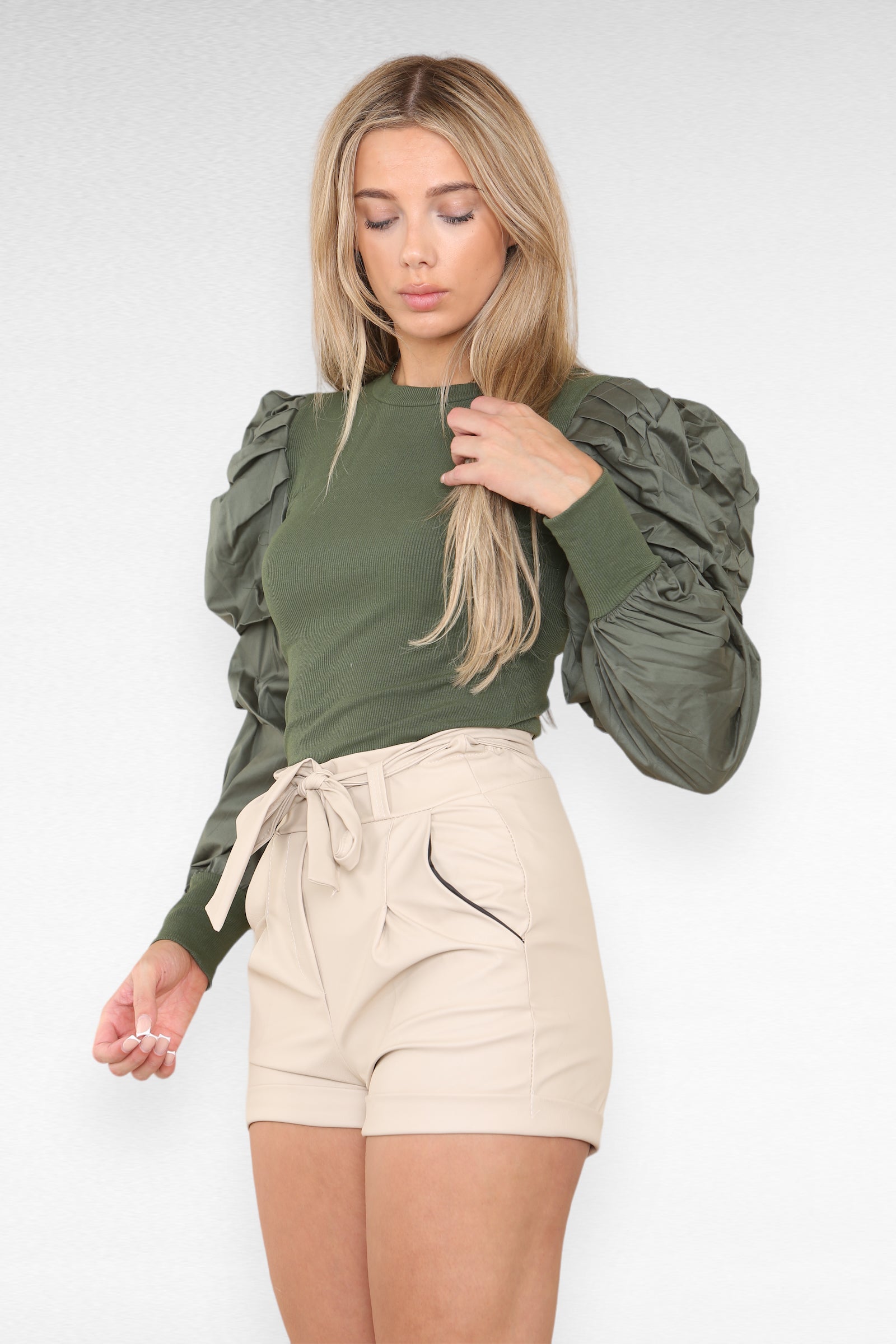 Black PU Faux Leather Belted Wet Look Shorts With Strap For Women M - Dropwear