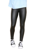 Black PU Fleece Line High Waisted Wet Look Faux Leather Legging For Women S/M - Dropwear