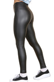 Khaki PU Fleece Line High Waisted Wet Look Faux Leather Legging For Women S/M - Dropwear
