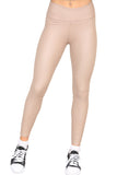 PU Fleece Line High Waisted Wet Look Faux Leather Legging For Women  - Dropwear