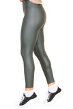 Beige PU Fleece Line High Waisted Wet Look Faux Leather Legging For Women L/XL - Dropwear