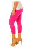 Navy Blue Plus Size 3/4 Length Cropped Leggings For Women 24-26 - Dropwear
