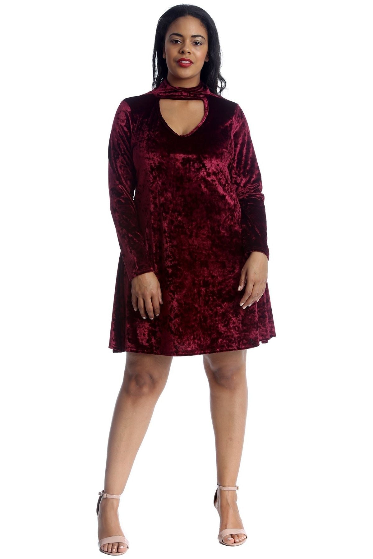 Royal Blue Plus Size Plain Velvet Swing Top For Women 22-24 - Dropwear