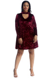 Royal Blue Plus Size Plain Velvet Swing Top For Women 22-24 - Dropwear