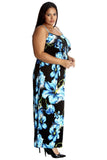Grey Plus Size Tank Top Floral Maxi Dress For Women 16 - Dropwear