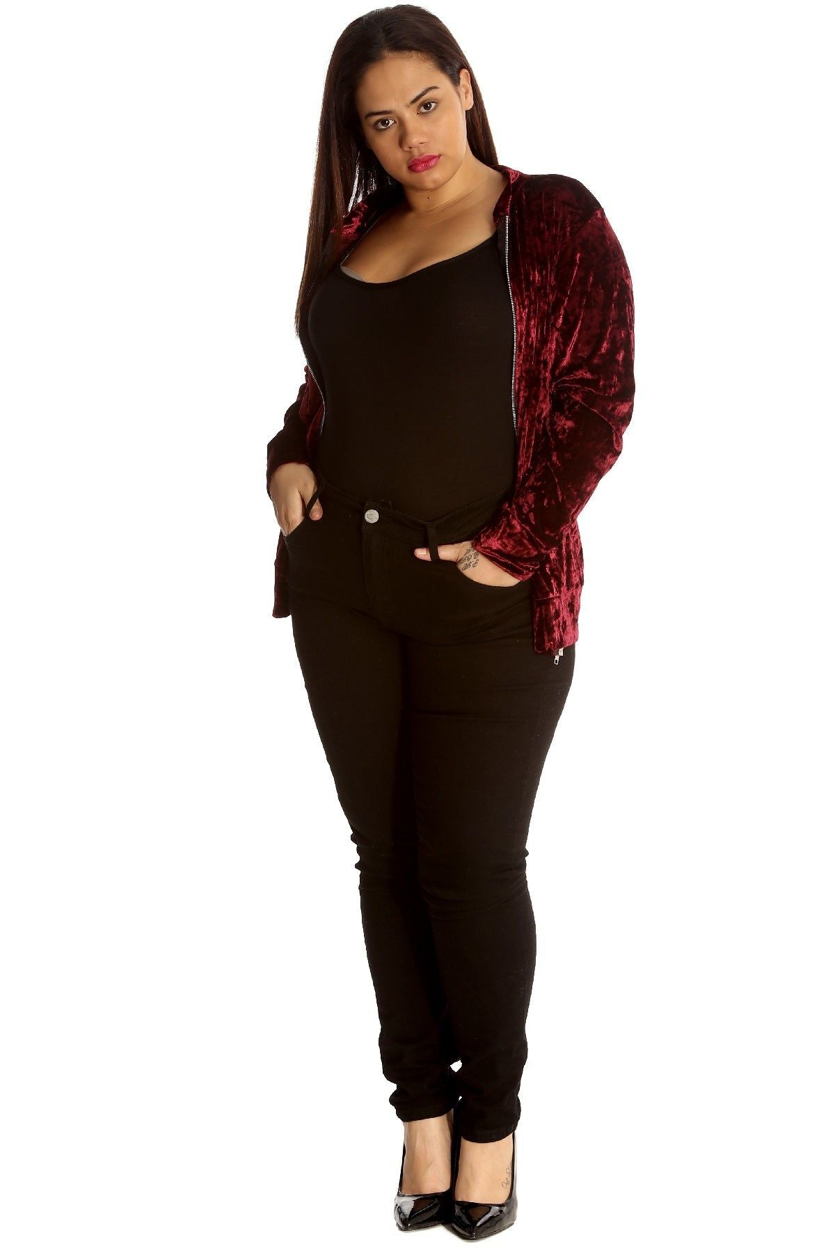 Grey Long Sleeve Velour Velvet Bomber Jacket For Women 18 - Dropwear