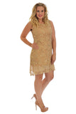 Black Floral Lace Sequin Ladies Sleeveless Party Dress For Women 20-22 - Dropwear