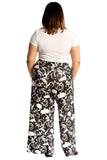 Plus Size Skull Roses Print Palazzo Trouser For Women  - Dropwear