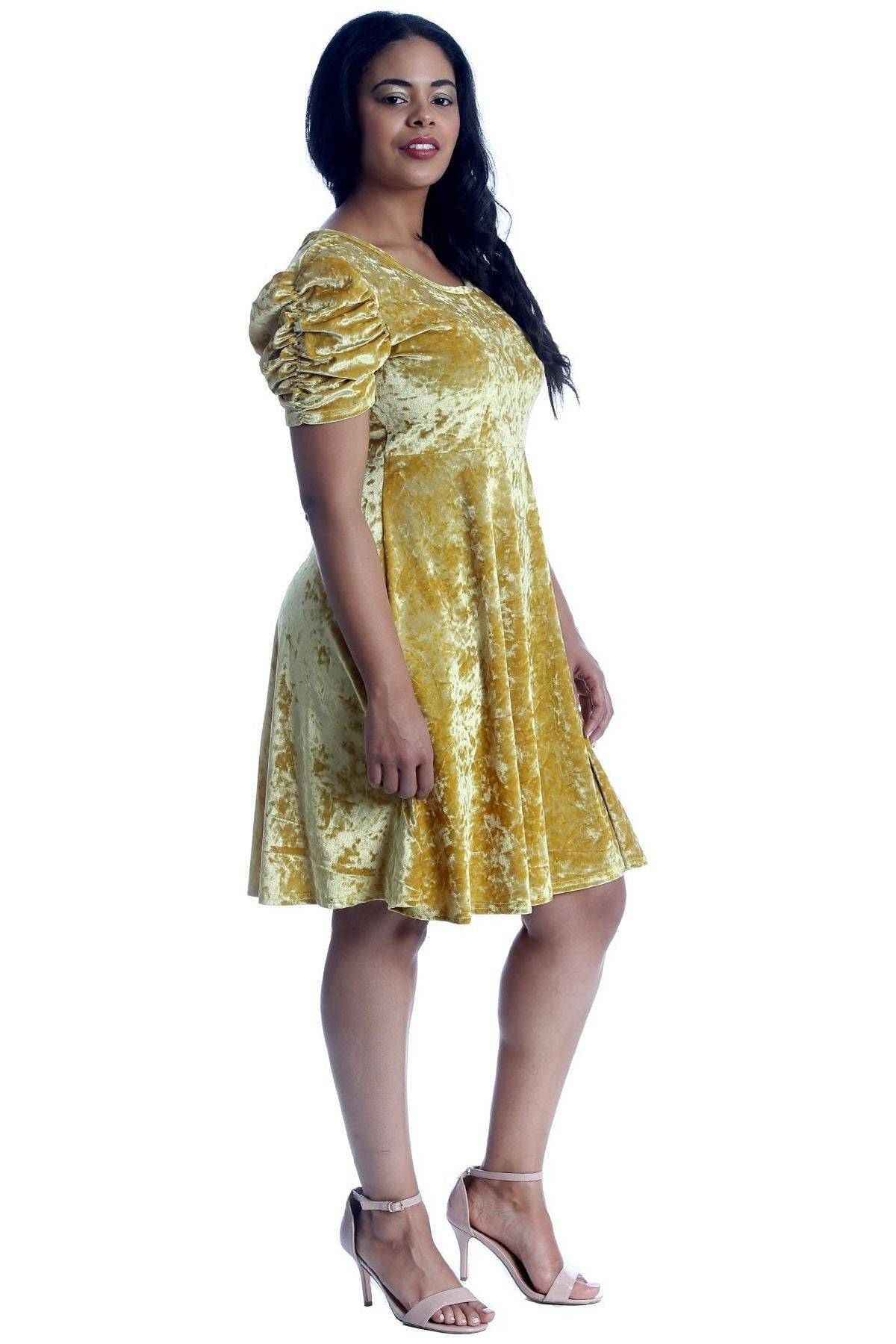 Grey Plus Size Skater Style Velvet Cross Back Dress For Women 20 - Dropwear
