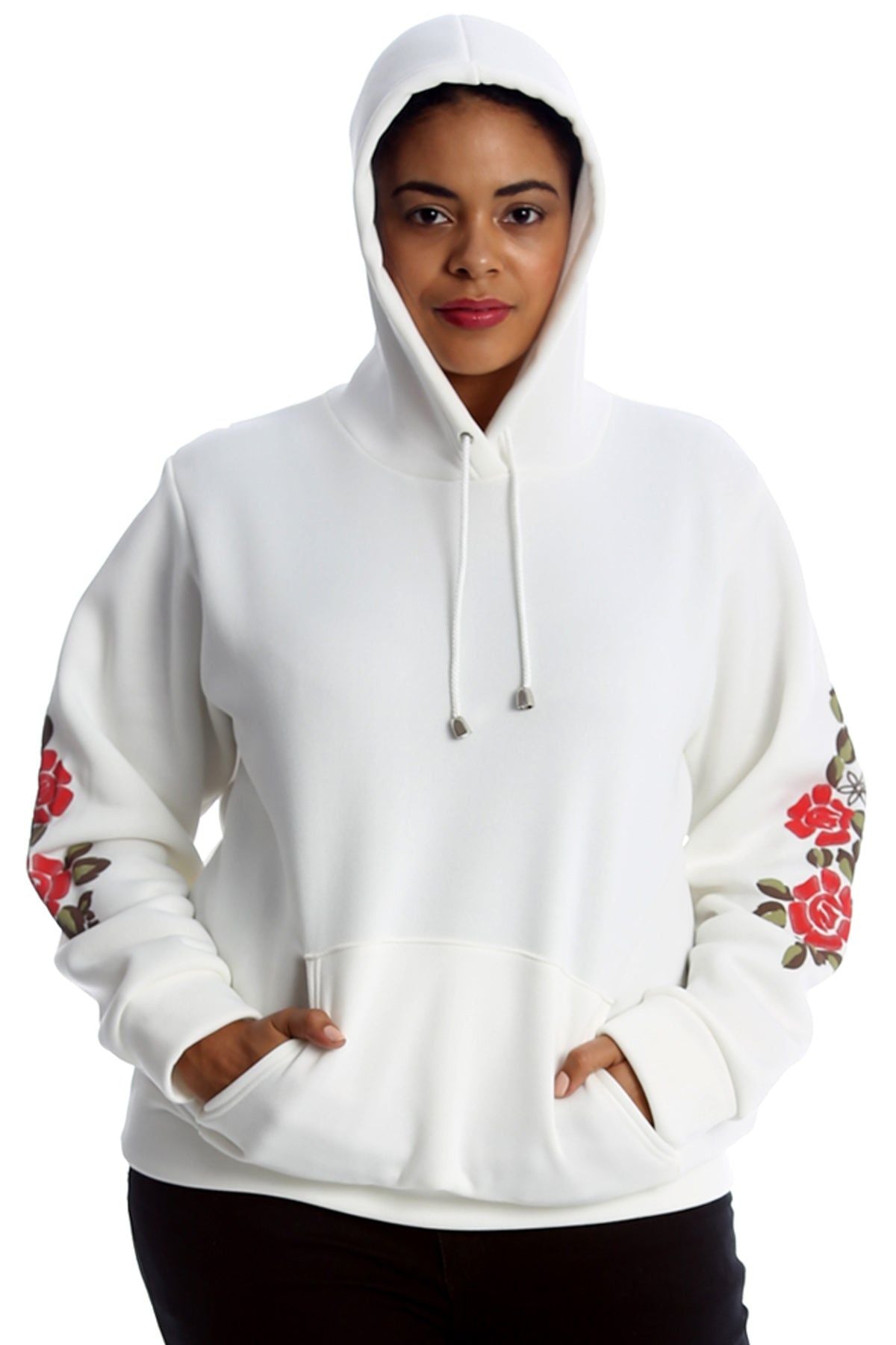 Light Grey Embroidered Pouch Pocket Sweatshirt For Women 20-22 - Dropwear
