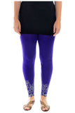 Navy Blue Sequin Scallop Beaded Flower Petal Leggings For Women 12-14 - Dropwear