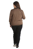 Khaki Green Plain Bomber Jacket Sleeve Top For Women 22-24 - Dropwear