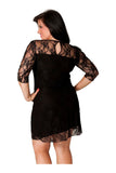 Black Lace Lined 3/4 Knee Length Dress For Women 16 - Dropwear