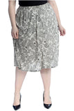 Plus Size Paisley Stone Print Midi Skirt For Women  - Dropwear