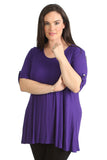 Royal Blue Womens Scoop Neck Flared Ladies Plain Tops For Women 22-24 - Dropwear