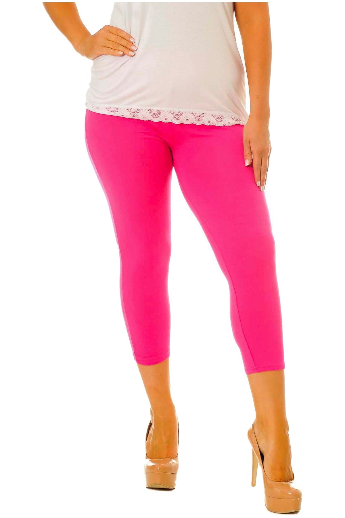 Navy Blue Plus Size 3/4 Length Cropped Leggings For Women 28-30 - Dropwear