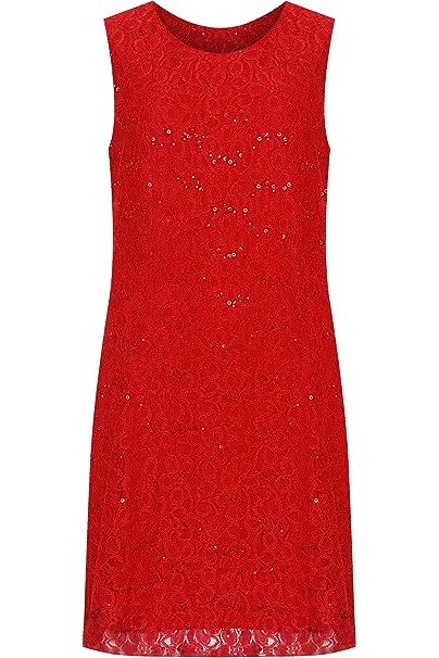 Floral Lace Sequin Ladies Sleeveless Party Dress For Women  - Dropwear