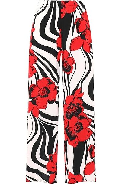 Zebra Floral Print Palazzo Trouser For Women  - Dropwear