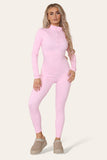 Hot Pink Ribbed High Neck Zipper Collar Jumpsuit Front UnitardÂ Set For Women S/M - Dropwear
