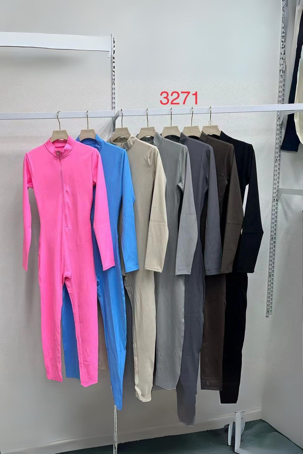 Grey Ribbed High Neck Zipper Collar Jumpsuit Front UnitardÂ Set For Women S/M - Dropwear