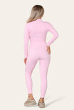 Royal Blue Ribbed High Neck Zipper Collar Jumpsuit Front UnitardÂ Set For Women S/M - Dropwear