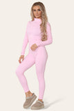 Black Ribbed High Neck Zipper Collar Jumpsuit Front UnitardÂ Set For Women S/M - Dropwear