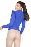 Cream Ribbed Knit Gold Button Detail Jumper with Frill For Women S/M - Dropwear