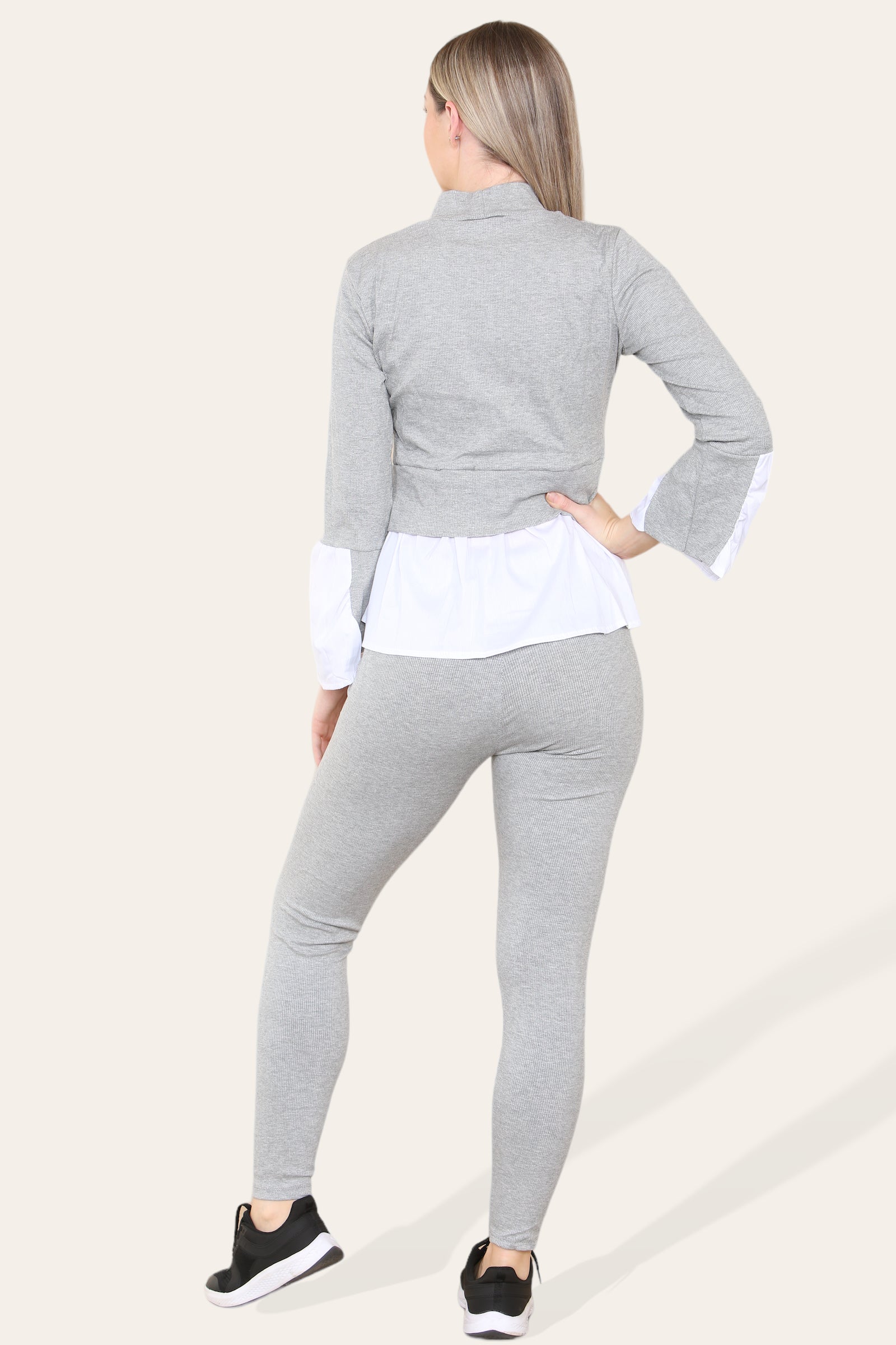 Ribbed Lounge Wear Flared Shirt and Leggings Co-Ord Set For Women  - Dropwear