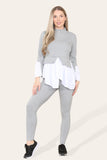 Ribbed Lounge Wear Flared Shirt and Leggings Co-Ord Set For Women  - Dropwear
