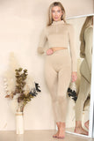 Grey Ribbed Tracksuit Two Piece Set With Half Zip Detail Gym Loungewear For Women M/L - Dropwear