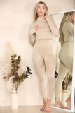 Chocolate Ribbed Tracksuit Two Piece Set With Half Zip Detail Gym Loungewear For Women M/L - Dropwear